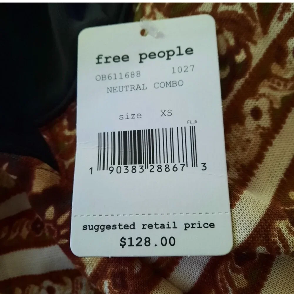 NWT Free People Stepping Out Tunic Dress in Neutral Combo Size XS -M